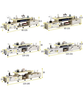 Ensemble meuble <span class=keywords><strong>TV</strong></span> et table basse FYZK style nordique moderne avec plateau en pierre, panneau en bois réglable, mobilier de salon pour téléviseur 65+ pouces, utilisation chambre à coucher - Product Image 6