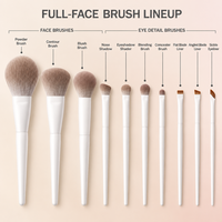 Set Kuas Makeup 10 Pcs Kuas Wajah dan Mata Bedak Kontur Perona Pipi Eyeshadow Concealer Eyeliner Perlengkapan Kosmetik