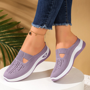 Zapatos deportivos informales con forro de malla para mujer, suela blanda, transpirables, sin cordones, para mamás de mediana edad y mayores, Color sólido, Verano - Product Image 6