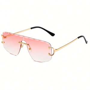 Lunettes de soleil carrées sans monture avec verres dégradés UV400, branches en alliage vintage 2025, personnalisables avec logo, pour hommes et femmes - Product Image 4