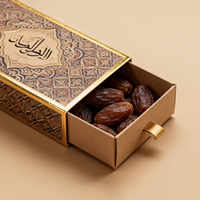 Boîte à dattes Ramadan de Dubaï personnalisée avec impression de design de luxe, emballage coulissant pour chocolats avec ruban, idéale pour dattes et bonbons