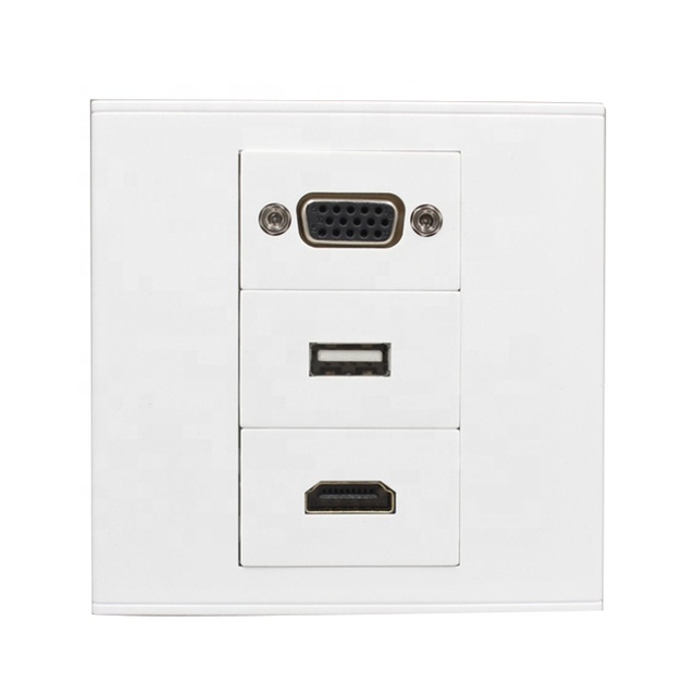 3 Ports Keystone Surface Wall USB VGA Face Plate JBFP35 - Face Plate CN;ZHE CE ROHS ISO9001 White Telecommunication