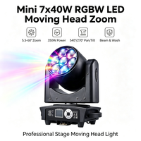 YINUO Mini 7x40W RGBW LED Moving Head Zoom 350W Écran Tactile Beam Wash Projecteur de Scène pour DJ Club Théâtre Événement