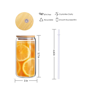 Impression créative personnalisée 16Oz <span class=keywords><strong>Double</strong></span> <span class=keywords><strong>paroi</strong></span> givrée grande canette transparente tasses à bière en <span class=keywords><strong>verre</strong></span> avec couvercles - Product Image 2