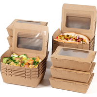 Boîte d'emballage alimentaire en papier kraft biodégradable, taille personnalisée, prix compétitif, portable, pour sandwichs, hamburgers, biscuits, avec couvercle transparent en PET