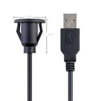 Câble d'extension USB 2.0 mâle à femelle pour meubles de tableau de bord de voiture Port de chargeur de prise USB à montage encastré