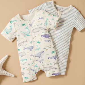 Mameluco Orgánico para Bebé, <span class=keywords><strong>de</strong></span> Bambú y Algodón, Manga Corta, con Cierre, Ropa <span class=keywords><strong>de</strong></span> Dormir Personalizada, Ropa Sostenible para Bebé, Mono para Recién Nacido - Product Image 4