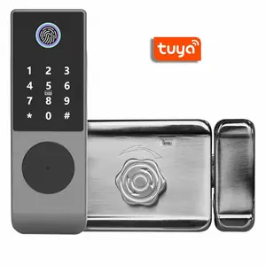 Kunci pintar sidik jari pintu Aluminium Tuya Anti Maling dengan kartu RFID untuk sistem kontrol akses luar ruangan