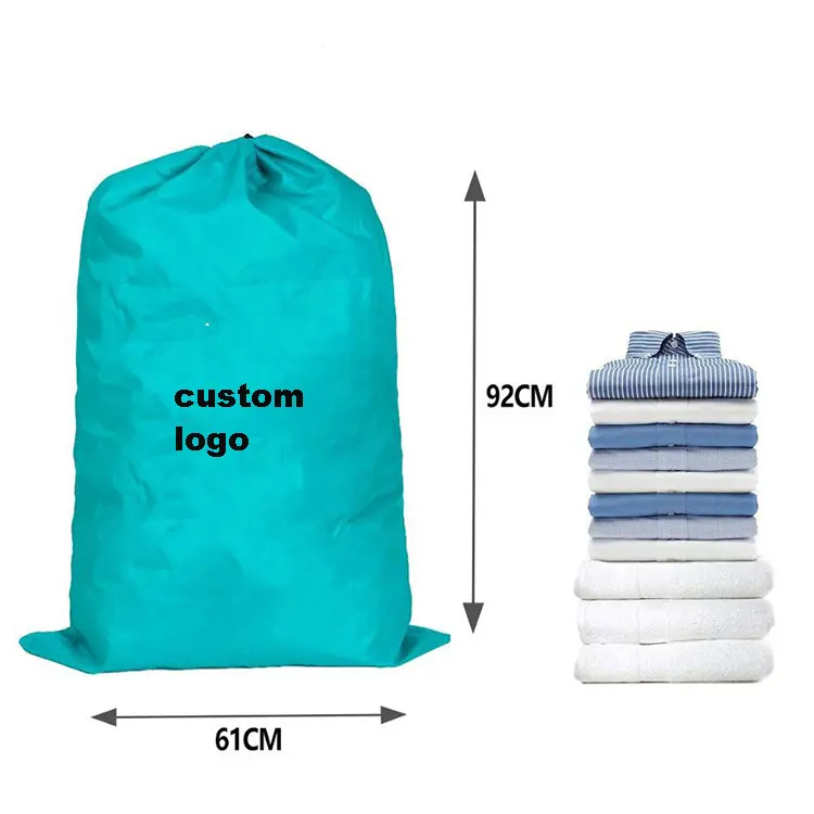 Commercial Heavy Duty Large Hotel Laundry Bags Folding Washing Drawstring Nylon Laundry Bag