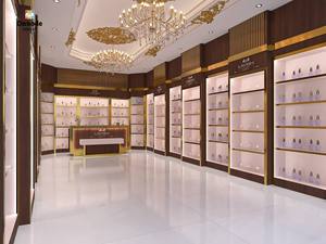 Elegante Vitrina de Madera Dorada para Perfumes, Personalizada, con Kioscos y Diseño Integral para Tiendas y Minoristas - Product Image 4