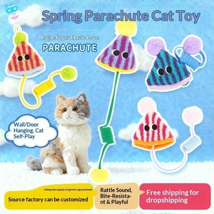 Jouet pour <span class=keywords><strong>chat</strong></span> Spring <span class=keywords><strong>Parachute</strong></span> Chew à suspendre à la porte, pour jeu autonome, avec papier froissé et ficelle élastique, vente en gros usine - Product Image 1