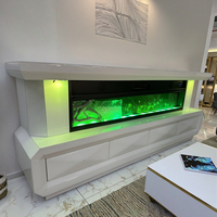 Meuble TV contemporain fonctionnel pour le salon avec haut-parleur Bluetooth Foyer de rangement à miroir facile à nettoyer