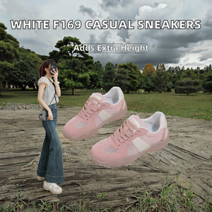 Zapatillas Deportivas Casuales Blancas para Mujer D035, Colección Otoño 2025, Ligeras, con Aumento de Altura, con Cordones, Parte Superior de Malla, Forrest - Product Image 2