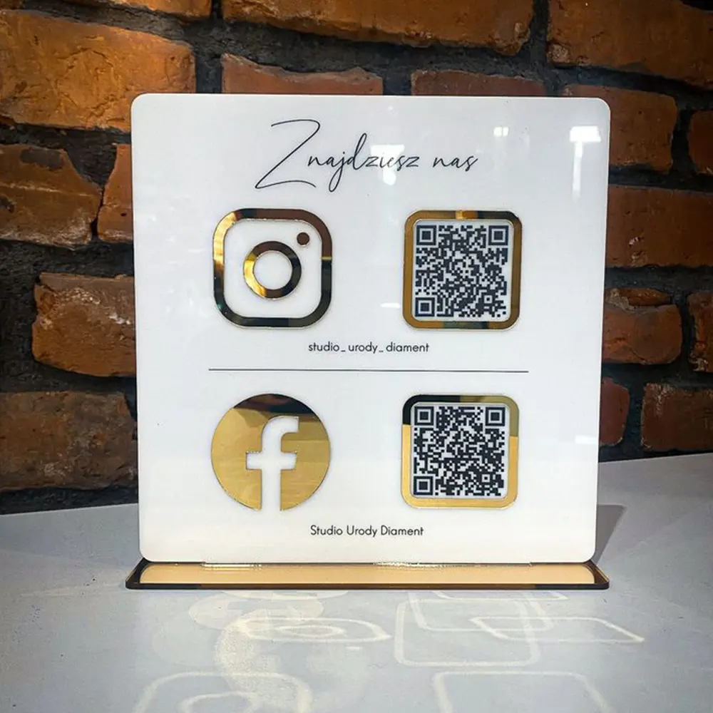 Letrero de acrílico personalizado para redes sociales y negocios, tablero cuadrado de acrílico, señal de pago, soporte de señal de código QR para Bar de tienda