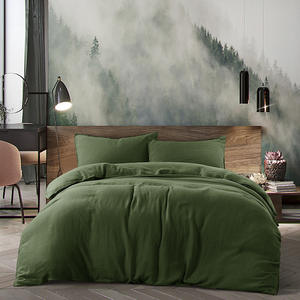 Estilo nórdico de algodón y lino 4 piezas Textiles para el hogar Naranja Color sólido Ropa de <span class=keywords><strong>cama</strong></span> Juego de <span class=keywords><strong>cama</strong></span> de lino belga - Product Image 5