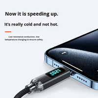 Câble de charge rapide Type-C 120W avec affichage numérique, tressé en nylon, moniteur de puissance en temps réel pour iPhone 15/16, Android, ordinateur portable