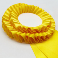 Rosette promotionnelle en satin à deux couches de 4 pouces avec bouton en plastique
