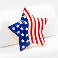 Broche Papillon Populaire en Alliage, Strass et Perles, Motif Drapeau de la Fête de l'Indépendance, Accessoire Polyvalent pour Femme