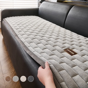 Cojín de Sofá de Felpa <span class=keywords><strong>para</strong></span> Todas las Estaciones, Nuevo, Antideslizante, de Una Sola Pieza, con Diseño a Cuadros, Cálido, Resistente al Polvo, Lavable a Máquina - Product Image 1