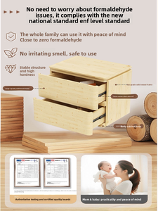 Table de chevet en bois massif avec plateau en marbre, design simple et moderne, installation facile, deux tiroirs, BTBT009, pour la maison ou l'hôtel - Product Image 6