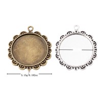 Pendentif rond ajouré festonné en alliage bronze antique pour locket photo et artisanat