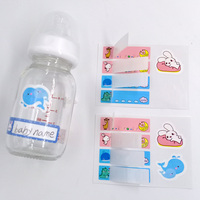 Étiquette adhésive en papier synthétique étanche et résistante à la déchirure, étiquette de nom de dessin animé facile à écrire pour les gobelets pour enfants estampillés