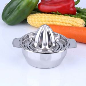 Exprimidor manual giratorio de acero inoxidable 2025 para zumo de limón y frutas con colador, exprimidor de naranjas con tazón y colador - Product Image 3