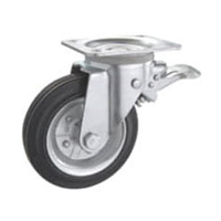 Roues pivotantes à frein pour conteneur de déchets industriel durable, conformes aux normes européennes, avec roulement à billes en caoutchouc