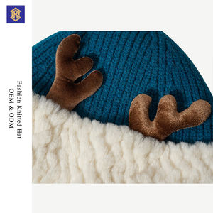 可愛いトナカイアントラーニットハット冬用クロシェットニットキャップビーチ用またはビジネスクリスマスアントラーハット - Product Image 5