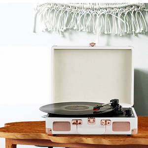 Tocadiscos Portátil de Vinilo con Maletín de Madera, Altavoces, Bluetooth, USB, Radio FM, Reproductor de 3 Velocidades, Decoración de Audio para el Hogar, Gran Venta - Product Image 3