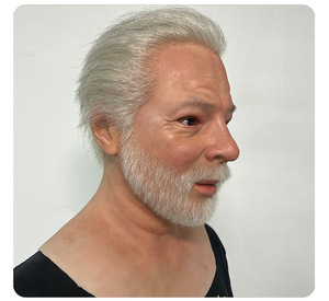 Masque en silicone HLC à bonne perméabilité à l'air pour cosplay <span class=keywords><strong>de</strong></span> vieil homme, masque <span class=keywords><strong>de</strong></span> visage ridé réaliste pour Halloween, masque <span class=keywords><strong>de</strong></span> grand-père et vieil homme avec <span class=keywords><strong>perruque</strong></span> - Product Image 2