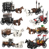 Blocs de construction MOC Chariot médiéval Chariot de prison Accessoires d'armes militaires Armement assemblé Scène à petites particules Jouet DIY
