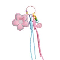 Lindo y Dulce Llavero de Flores de Tela de Poliéster Tejida, Llavero de Flores de Cuerda de Nylon Miu, Accesorios para Llaveros, Colgante para Mochila de Niña, Regalos