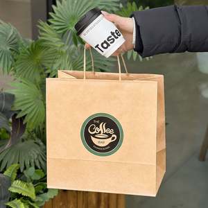 Sacs en papier kraft personnalisables pour café et thé au lait, avec poignée torsadée, biodégradables, recyclables et écologiques, vente en gros sur mesure - Product Image 3