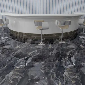 블랙 컬러 스파클링 금색과 흰색 방울 바닥 인테리어 도자기 타일 웨이브 대리석 모양, 바닥 타일 600x1200mm 중국에서
