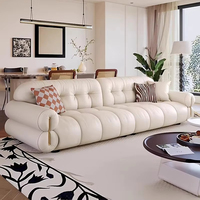 Canapé en cuir luxueux, ensemble de canapés modernes et simples pour salon, ensemble de canapés nuages crème de luxe léger de style français, mobilier