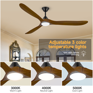 Bán Hot LED quạt trần mộc mạc Chất lượng cao 3 lưỡi gỗ BLDC 6 tốc độ lớn luồng không khí điều khiển từ xa quạt trần với đèn - Product Image 4