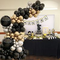 99 pièces noir or ballon guirlande arc Kit noir métallique or argent ballons de fête pour hommes remise des diplômes fête de retraite