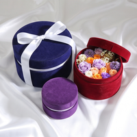 Boîte Cadeau Cylindrique Rigide en Velours Rond Élégant Personnalisé avec Ruban et Couvercle pour Fête Prénuptiale, Anniversaire, Bonbons et Cadeaux