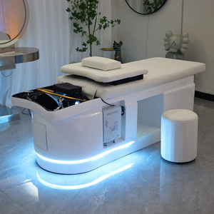 Mobiliário de Barbearia de Alto Padrão Cama Cadeira de Lavagem Estilo Tailandês Moderno de Deitar Cama de Spa de Luxo para Terapia Capilar e Shampoo com Luzes - Product Image 1