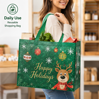 Sac fourre-tout en non-tissé de Noël en gros, réutilisable pour les kits cadeaux de communication de Noël, les événements presse de fin d'année, sac promotionnel avec logo personnalisé