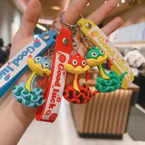 2024 New Cartoon Snake Keychain 3D PVC Rubber Key Ring <b>Bag</b> Pendant New Year <b>Gift</b> Cute Zodiac Snake Keychain - Product Image 6