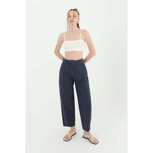Soul Women's High Waist Pocketed Trousers - Comfortable Navy Blue Casual Pants for Everyday Wear - Model 31710PNT - Product Image 1