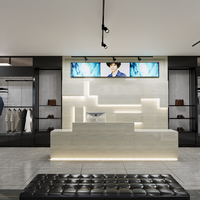 Design d'intérieur 3D écologique haut de gamme pour comptoir en bois de magasin et meubles d'affichage de costumes pour hommes pour magasin de vente au détail de vêtements
