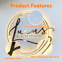 Lettres murales LED pour studio, logo de studio, enseigne murale en acrylique, signalétique de logo, conception de lettres lumineuses rondes pour devanture de magasin