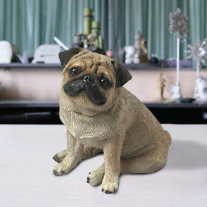 Animal Crafts-estatua <span class=keywords><strong>de</strong></span> perro realista, escultura <span class=keywords><strong>de</strong></span> <span class=keywords><strong>Pug</strong></span> <span class=keywords><strong>de</strong></span> cervatillo sentado - Product Image 3