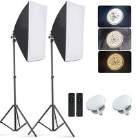 Kit d'éclairage portable pour studio avec boîte à lumière 50x70cm, ampoule LED dimmable à haute CRI, équipement photographique pour la prise de vue de produits