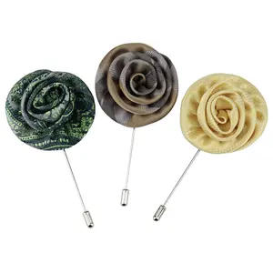 Mens Fashion Accessories Fabric Brooch Pins Custom Flower Lapel Pin Round For Suits Wedding