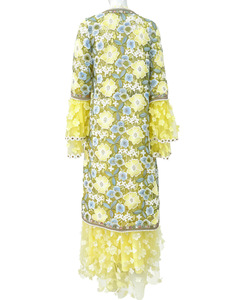 Conjunto de Vestido Modesto con Encaje Floral Multicolor, Puños con Volantes, Tela de Tul Suave, Ideal para Bodas, Ocasiones Especiales y Uso Diario - Product Image 3