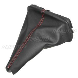 Funda Protectora para Palanca de Cambios de Coche, con Costuras Rojas, para VW GOLF 1997-2006 BORA 1998-2005, Piel Sintética Negra - Product Image 2